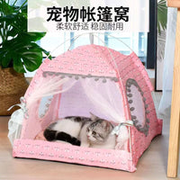 Pet Tent Bed for Cats and Small Dogs, All Seasons, Washable, Foldable, Semi-Enclosed Design