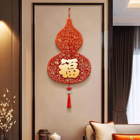 Gourd Fu Character Wall Hanging Decor with Tassel for Living Room Entrance