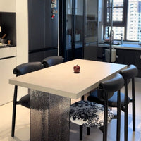 Modern Minimalist Rectangular Sintered Stone Dining Table with Acrylic Base for Small Spaces