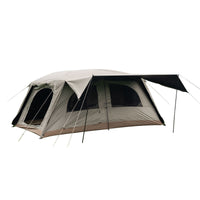 Outdoor Camping Tent with Three-Sided Sunshade and Rain Protection, Two Rooms One Hall