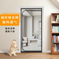 Pet-Proof Zipper Screen Door Curtain for Cats and Mosquitoes, Heavy Duty Mesh Partition for Balcony