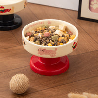 Korean Style Ceramic Elevated Pet Bowl for Cats and Small Dogs, Anti-Black Chin Design