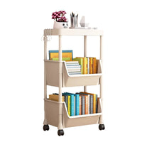 Mobile 4-Tier Bookshelf with Wheels, Kids' Toy Storage & Reading Cart