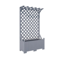 Outdoor Patio Wood Planter Box with Trellis for Climbing Plants, Decorative Garden Divider