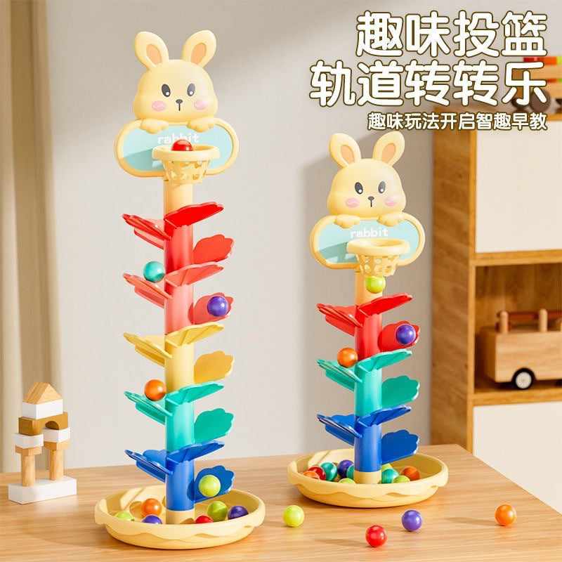 Rabbit Basketball Stacking Rainbow Track Ball Tower Toy for Toddlers