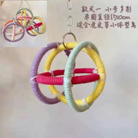 Handmade Parrot Chew Toy with Bell Ball and Swing for Cockatiels and Parakeets