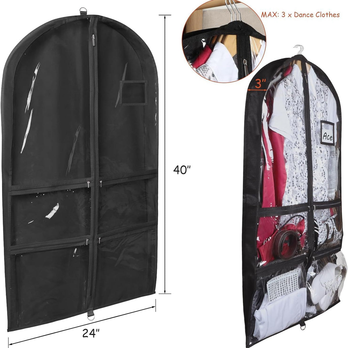 Transparent Garment Bag for Performance Costumes and Suits, Kids' Size