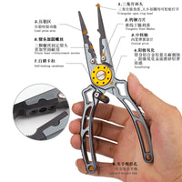 Aluminum Fishing Pliers with Lock, Line Cutter, Hook Remover, Split Ring Pliers for Outdoor Fishing