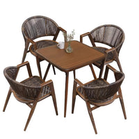 Outdoor Rattan Wicker Patio Dining Set with Square/Round Table and 4 Chairs