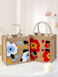DIY Punch Needle Embroidery Tote Bag Kit with Linen Fabric - Craft Gift Set