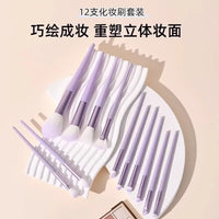 12-Piece Portable Soft Bristle Makeup Brush Set for Blush, Powder, Eyeshadow, Eyeliner