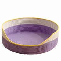Woven Rattan Cat Bed with Cooling Mat, Scratch-Resistant Pet Sleeping Basket for All Seasons