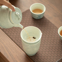 Jingdezhen Soda-Fired Hand-Painted Snow Orchid Tea Strainer Set with Base Ceramic Tea Accessory