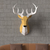 DIY 3D Geometric Deer Head Wall Mount Papercraft Kit for Home Decor