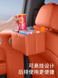 Car Armrest Storage Box with Foldable Trash Can and Umbrella Holder
