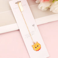 Cute Cartoon Cat Metal Bookmark with Pendant for Students