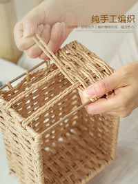 Hand-Woven Rattan Storage Basket for Desk, Snacks, Remotes, Bedside, or Wardrobe