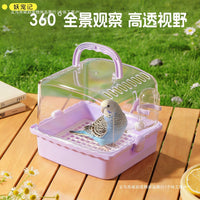 Transparent Panoramic Bird Carrier for Parrots, Portable Outdoor Travel Cage with Breathable Design and Shoulder Strap