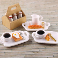 Miniature French Breakfast Set Dollhouse Food Model 1:12 Scale DIY Accessories