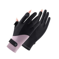 Women's Summer UV Protection Ice Silk Driving & Cycling Gloves with Anti-Slip Half-Finger Touchscreen Design