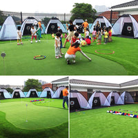 PGM Indoor Golf Practice Net with Chipping Hole, Driving Cage & Hitting Mat Set