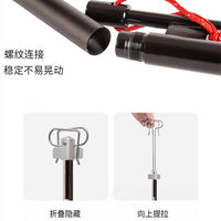 Outdoor Camping Lantern Stand with Double Head Stainless Steel Hooks, Foldable Aluminum Alloy Pole