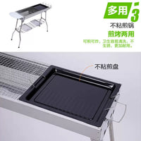 Portable Stainless Steel Charcoal BBQ Grill with Folding Design and Complete Accessories