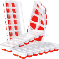 Ice Cube Tray Set with Lid, Soft Bottom, DIY Ice Making Mold, Ice Box & Tongs