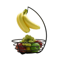 Fruit Bowl with Banana Hanger Hook, Modern Nordic Style Fruit Basket for Kitchen Countertop