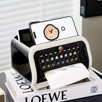 Vintage-Style Desktop Tissue Box, Luxury Home Multi-Function Large-Capacity Napkin Storage Box for Bedroom and Living Room