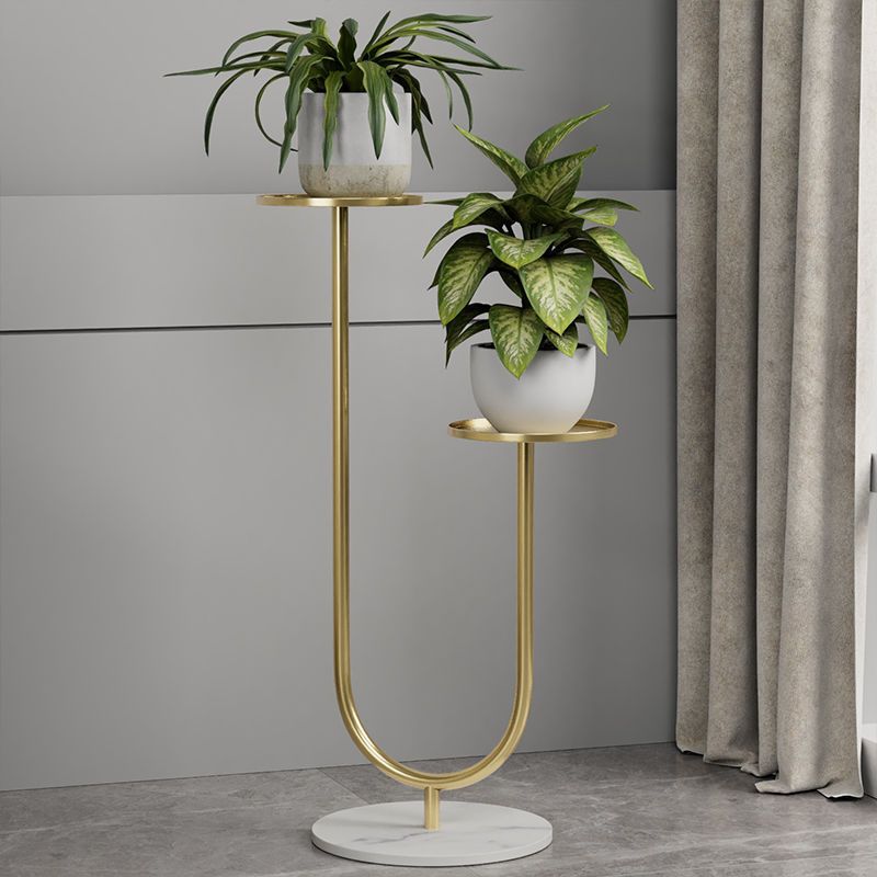 Multi-Tiered Metal Plant Stand with Slate Shelves for Indoor Balcony Decor