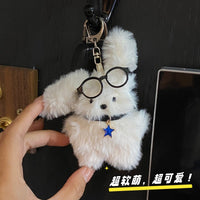 Cartoon Pilot Long-Haired Rabbit Plush Doll Bag Pendant Keychain