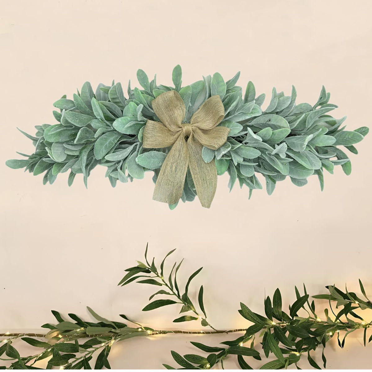 Rabbit Ear Wreath for Door Decor, Farmhouse Wedding Home Wall Hanging Floral Decoration