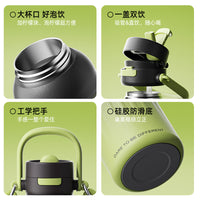 Large Capacity 316 Stainless Steel Insulated Water Bottle with Handle and Strap, Outdoor Sport Straw Cup
