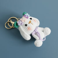 Handmade Crocheted Bride Rabbit Doll Keychain Charm