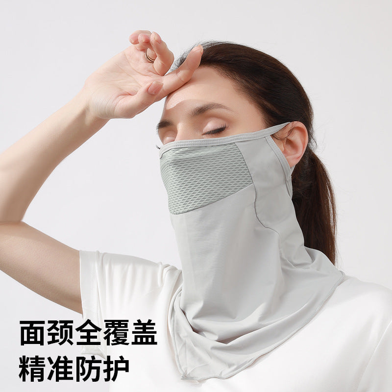 Unisex Cycling Neck Gaiter with Ear Loops, Breathable Ice Silk Sun Protection Face Mask for Outdoor Sports
