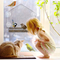 Acrylic Wall-Mounted Bird Feeder Cage for Small Birds