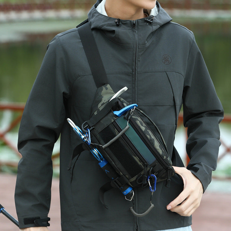 Men's Outdoor Fishing Tackle Bag Multifunctional Crossbody Chest Pack Large Capacity