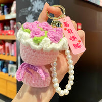 Handmade Knitted Flower Bouquet Keychain for Teacher's Day Gift