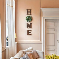 Wooden HOME Letter Wreath Wall Hanging for St. Patrick's Day Decor