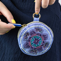 Japanese Style Embroidered Nylon Coin Purse with Keychain for Everyday Use