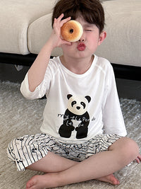Boys' Modal Ice Silk Pajama Set Short Sleeve for Summer