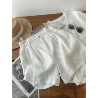 Women's High-Waisted Linen Blend Casual Loose Straight Shorts