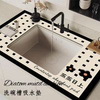 Minimalist Diatomaceous Earth Absorbent Mat for Kitchen Sink, Dish Drying, and Bathroom Countertops - Quick Dry & Non-Slip