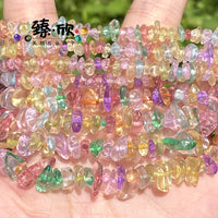 Crushed Glass Beads for DIY Jewelry Making, Spring Colors, 38cm Strand