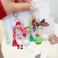 Handmade Beaded Santa Claus Christmas Keychain Phone Charm Bag Pendant