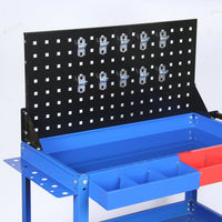 Heavy-Duty 3-Tier Rolling Tool Cart with Back Panel for Auto Repair