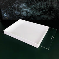 Acrylic Clear Tray with Lid, Rectangular Desktop Organizer for Jewelry & A4 Documents