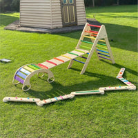 Wooden Kids Indoor Climbing Arch and Slide Set for Sensory Training and Balance Development