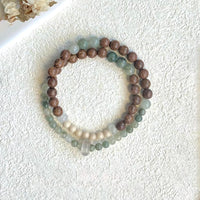 Chinese Style Green Aventurine Double-Layer Bracelet with Sandalwood Beads
